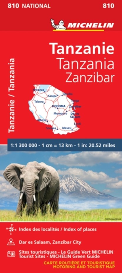 Tanzania & Zanzibar - Michelin National Map 810, Michelin - Gebonden - 9782067242586