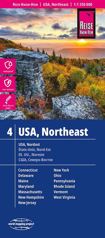 Reise Know-How Landkarte USA, Nordost / USA, Northeast  (1:1.250.000) : Maine, Maryland, New York, Ohio, West Virginia, ..., Reise Know-How Verlag Peter Rump - Paperback - 9783831772186