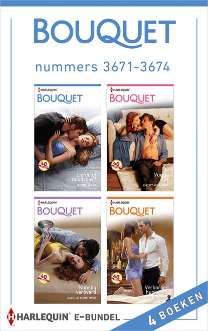 Bouquet e-bundel nummers 3671-3674 (4-in-1), Annie West ; Cathy Williams ; Carole Mortimer ; Melanie Milburne - Ebook - 9789402515039