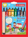 Trio Scribbi, driekantige viltstift met meeverende punt, etui met 8 kleuren - STABILO - 4006381343626