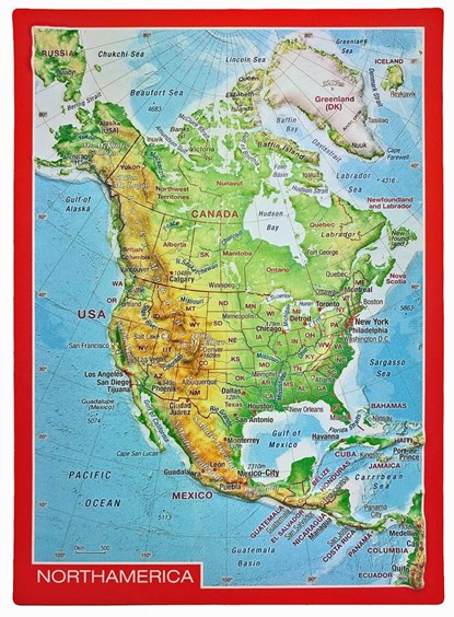 Reliëfpostkaartje Noord-Amerika North America met 3D reliëf - ansichtkaart georelief met voelbaar reliëf 10x15cm, niet bekend - Overig - 4251405900754
