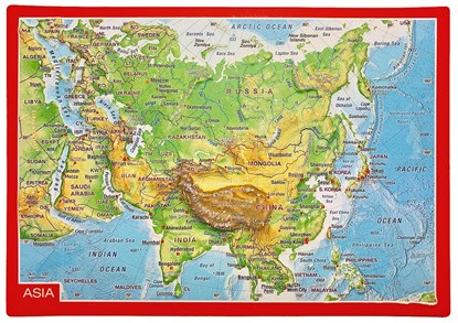 Reliefpostkaartje Azië Asia met 3D reliëf - ansichtkaart georelief met voelbaar reliëf 10x15cm, niet bekend - Overig - 4251405900761