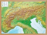 Alpen Alps Reliefkaart GROOT met houten lijst 77cm x 57cm Georelief -  - 4251405900846