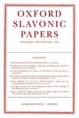 Oxford Slavonic Papers: Volume XXXI (1998) - C. M. (FELLOW,  Fellow, Lady Margaret Hall, Oxford) MacRobert ; G. S. (Professor of Russian, Professor of Russian, University of Oxford) Smith ; G. C. (Fellow, Fellow, Hertford College, Oxford) Stone - 9780198159667
