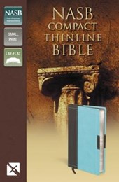 NASB, Thinline Bible, Compact, Leathersoft, Brown/Turquoise, Red Letter Edition