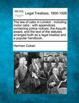 The Law of Cabs in London - Herman Cohen - 9781240035144