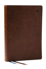 NET Bible, Large Print Thinline with Cross References, Brown Leathersoft, Comfort Print - Thomas Nelson - 9781400334889