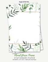 Green Floral Frame Stationery Paper - Writerly Paperie - 9781636572338