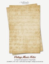 Vintage Music Notes Stationery Paper - Writerly Paperie - 9781636572567