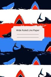Scary Shark Theme Wide Ruled Line Paper