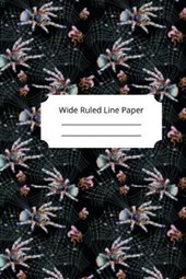 Scary Spider Theme Wide Ruled Line Paper