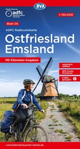 ADFC-Radtourenkarte 5 Ostfriesland / Emsland 1:150.000, reiß- und wetterfest, E-Bike geeignet, GPS-Tracks Download, mit Bett+Bike-Symbolen, mit Kilometer-Angaben -  - 9783969901182