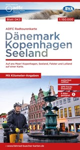 ADFC-Radtourenkarte DK3 Dänemark/Kopenhagen/Seeland 1:150.000, reiß- und wetterfest, E-Bike geeignet, mit GPS-Tracks Download, mit Bett+Bike Symbolen, mit Kilometer-Angaben -  - 9783969901618
