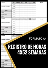 Registro de Horas - 4x52 Semanas - Formato A4 - Libros & Libros - 9789403690711