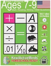 Grade 3, Ages 7-9 Math, Reading, Writing Practice Workbook - Vol1, 3000 Questions