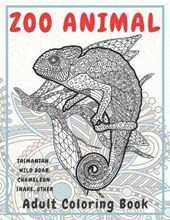 Zoo Animal - Adult Coloring Book - Tasmanian, Wild boar, Chameleon, Snake, other