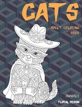 Adult Coloring Book Floral Design Animals - Cats