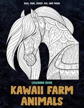 Kawaii Farm Animals - Coloring Book - Bull, Foal, Sheep, Pig, and more