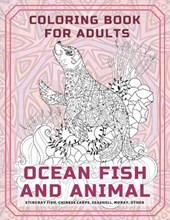 Ocean Fish and Animal - Coloring Book for adults - Stingray fish, Chinese carps, Seashell, Moray, other