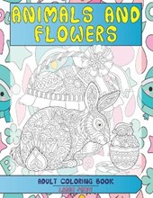 Adult Coloring Book Animals and Flowers - Large Print