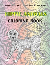 Hippie Animals - Coloring Book - Elephant, Llama, Lizard, Bobcat, and more
