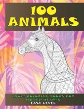 Adult Coloring Books for Women Hearts - 100 Animals - Easy Level