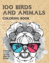 100 Birds and Animals - Coloring Book - Elephant, Llama, Lizard, Bobcat, other
