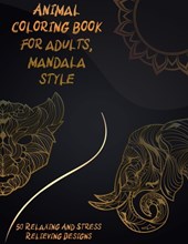 Animal coloring book for adults, mandala style