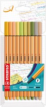 STABILO point 88 fineliner, kartonnen etui van 10 stuks in geassorteerde zachte kleuren - STABILO - 4006381579544