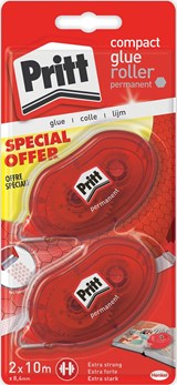 Pritt lijmroller Compact permanent, blister met 2 stuks, 2de aan halve prijs - Pritt - 3178041321198