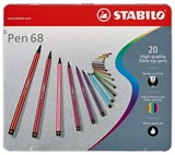 Pen 68, premium viltstift, metalen etui met 20 kleuren - STABILO - 4006381327206