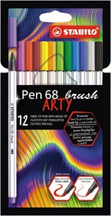 Pen 68 brush, premium brush viltstift, ARTY etui met 12 kleuren - STABILO - 4006381566926