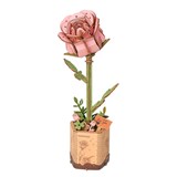 Houten Bloem Pink Rose - Robotime - 6946785119244
