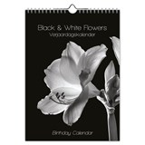 Black and white flowers verjaardagskalender 18x25 - Comello - 8716467158667