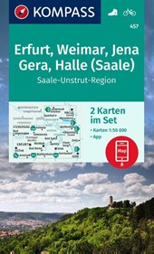 KOMPASS Wanderkarten-Set 457 Erfurt, Weimar, Jena, Gera, Halle (Saale) (2 Karten) 1:50.000