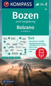 KOMPASS Wanderkarte 54 Bozen und Umgebung / Bolzano e dintorni 1:50.000