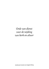 Orde van dienst voor de wijding van kerk en altaar - ICL - 9789085288985