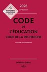 Code de l'éducation, Code de la recherche 2026 20ed - Annoté et commenté - Collectif ; Marc Debène ; Françoise Marillia ; Christelle de Gaudemont de la Montforière - 9782247244621