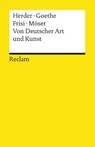 Von Deutscher Art und Kunst - Johann Gottfried Herder ; Johann Wolfgang Goethe ; Paolo Frisi ; Justus Möser - 9783150191026