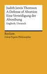 A Defense of Abortion / Eine Verteidigung der Abtreibung - THOMSON,  Judith Jarvis - 9783150195802
