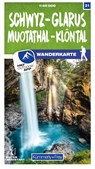 Schwyz - Glarus Muotathal - Klöntal 21 Wanderkarte 1:40 000 matt laminiert -  - 9783259023211