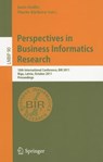 Perspectives in Business Informatics Research - Janis Grabis ; Marite Kirikova - 9783642245107