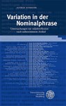 Variation in der Nominalphrase - Astrid Niebuhr - 9783825395858