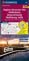 KOMPASS Fahrradkarte 3365 Region Hannover Ost, Hildesheim, Braunschweig, Wolfsburg, Celle, mit Knotenpunkten 1:70.000 -  - 9783991545033