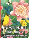 Large Print Birds & Flowers Coloring Book for seniors - Jakiya Art Cafe - 9798420719626