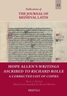 Hope Allen's Writings Ascribed to Richard Rolle - A I Doyle Ɨ ; Ralph Hanna - 9782503584812