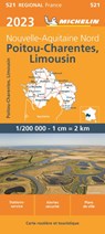 Michelin Wegenkaart 521 Poitou-Charentes-Limousin 2023 -  - 9782067258501