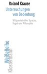 Untersuchungen von Bedeutung - Roland Krause - 9783465046868