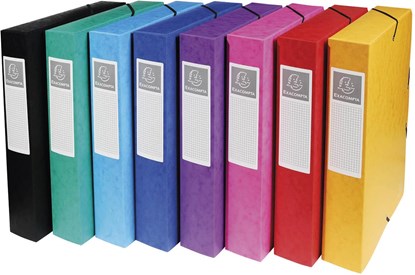 Exacompta elastobox Exabox 8 geassorteerde kleuren: geel, rood, roze, paars, blauw, turquoise, groen e..., niet bekend - Overig - 3130630506003