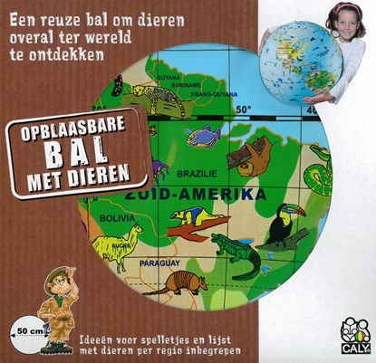 Opblaasbare globe/wereldbol 50 cm Dieren, niet bekend - Gebonden - 3760039940551